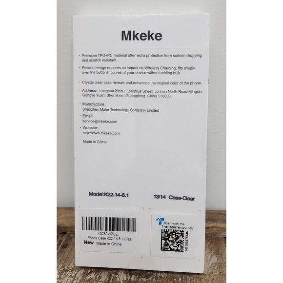 NIP Mkeke Iphone 13/14 Case Clear Model K22-14-6.1 Premium TPU+PC Material Seale - Picture 2 of 4